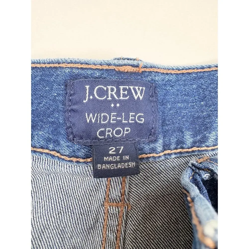 J.Crew Wide Leg Crop Utility Pocket Jeans High Rise Medium Wash Capsule Size 27